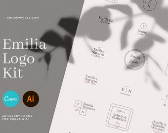 Modern & Elegant Luxury Logo Kit/ CANVA Luxury Logos / Feminine and Minimal Logo Design