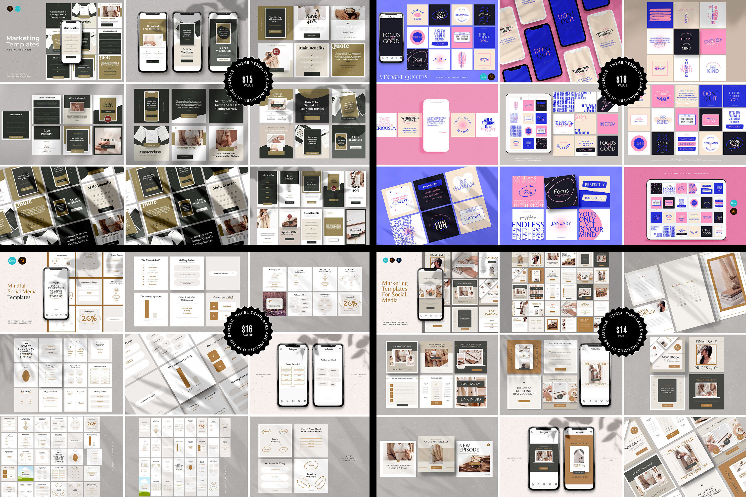 1500+ Ultimate Social Media Template Bundle for CANVA / Canva Instagram ...