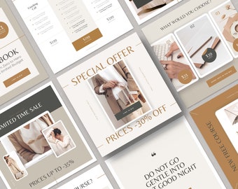 Elegant Social Media Marketing Pack / CANVA Social Media Templates / Elegant Instagram Story Templates