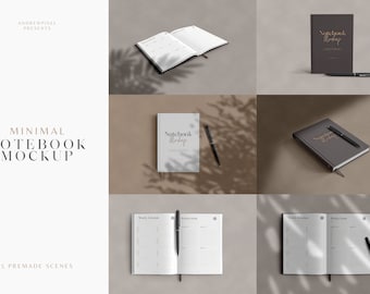 Minimal Notebook Mockups / Modern Journal Mockups / Diary Mockup / Book Mockup