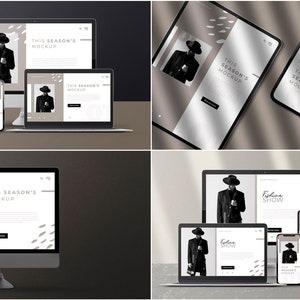 Coleção de modelos de dispositivos modernos - modelo de iPhone, modelo de iMac, modelo de iPad, pacote de modelo de MacBook