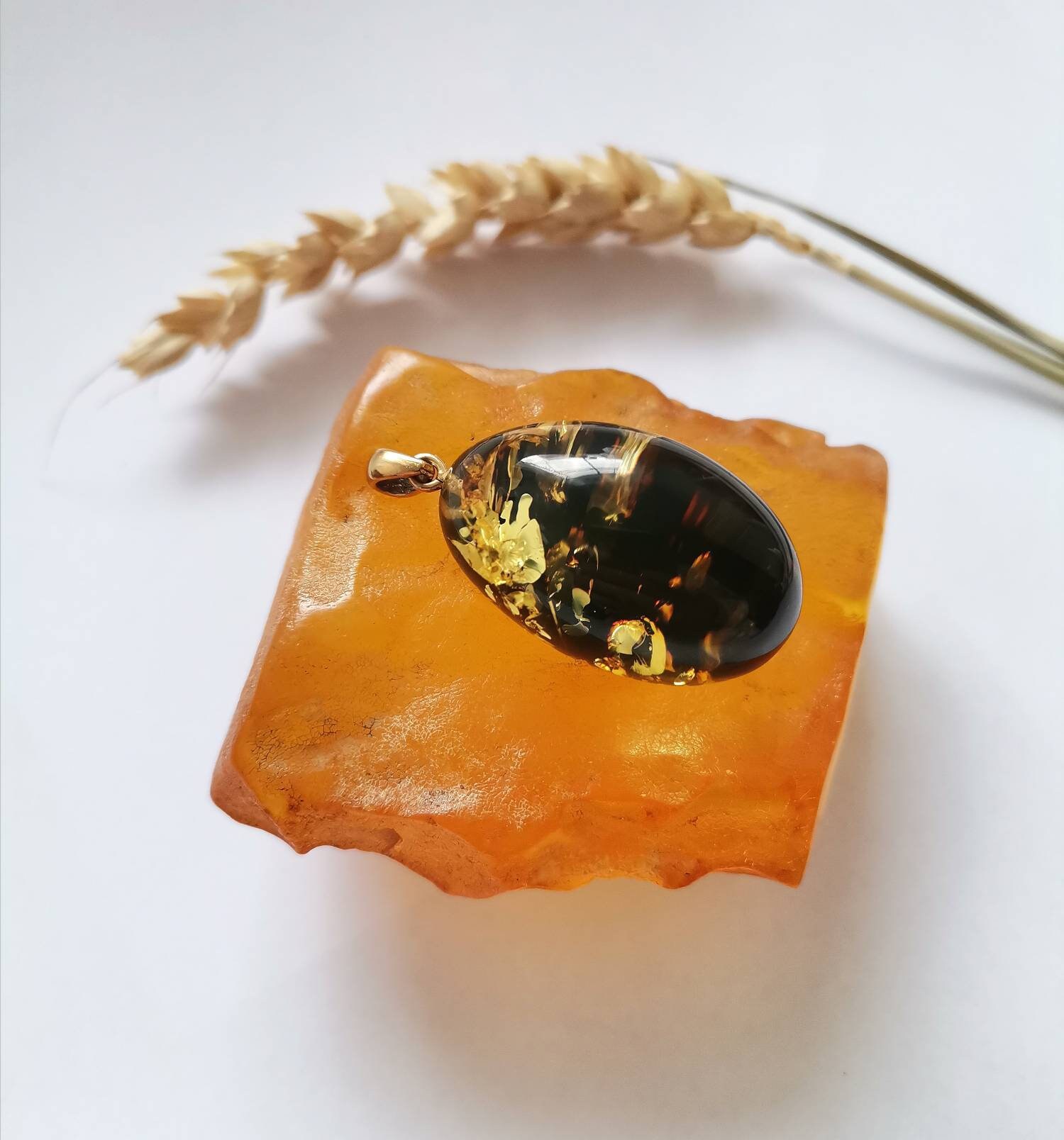 Green Natural Amber Pendant Stone Unique Green Amber Stone | Etsy