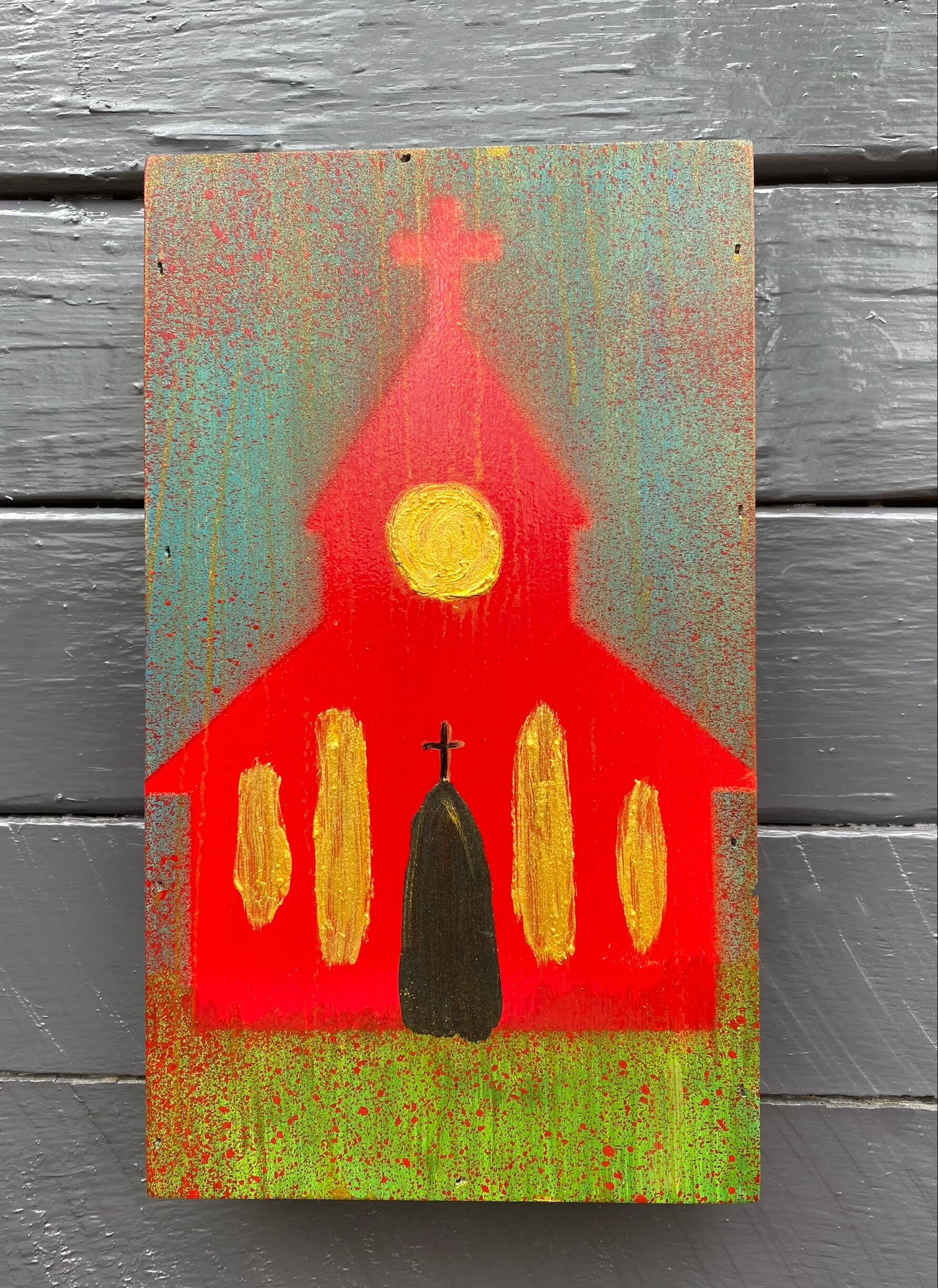 Rustic Church Painting Religious Wall Decor Hand painted Etsy