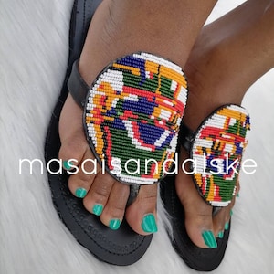 Maasai Sandals , African beaded sandals , leather sandals , outdoor sandals gift for her, sandals , multicolor sandals , kenyan sandals