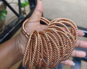 Handmade African Copper Cuff Bracelet, Adjustable Unisex Design