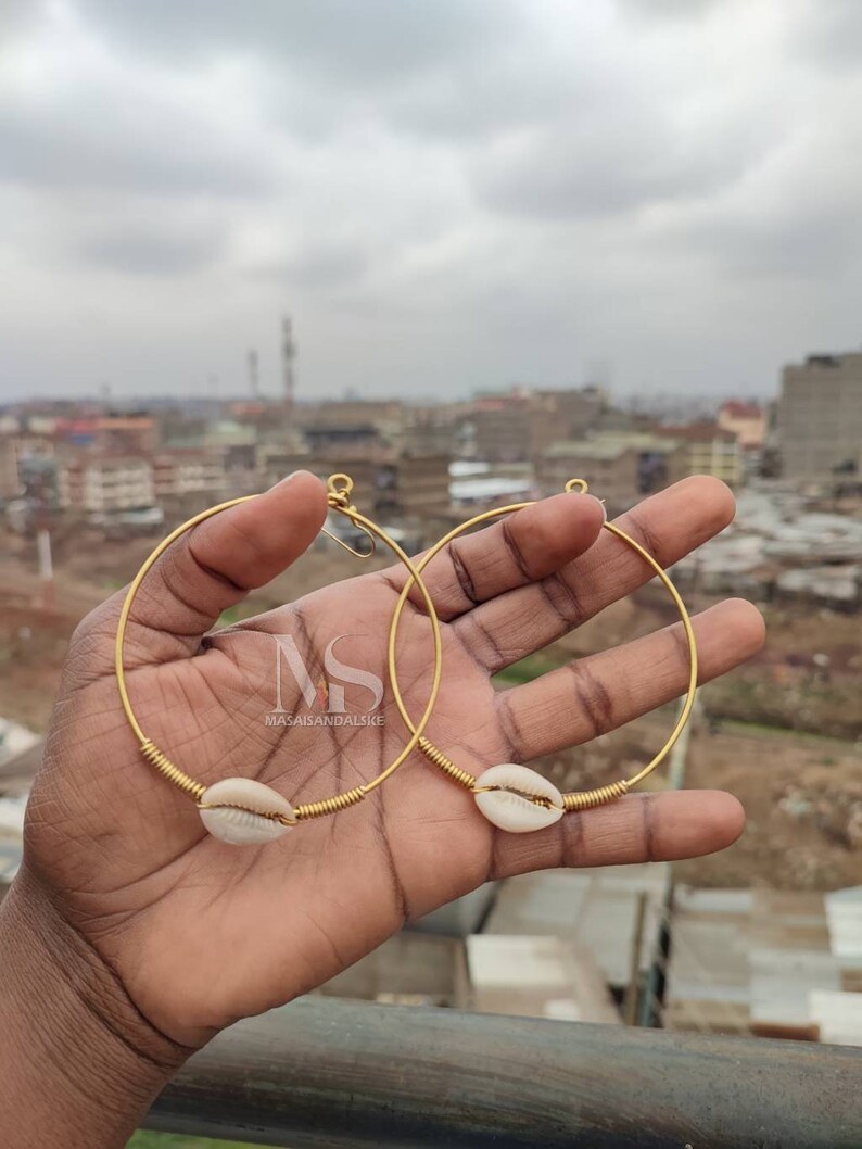 10wholesale Brass Earrings Brass and Bone Earrings Cowrie Etsy