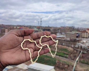 Brass African Continent Earrings: Wholesale Women's Jewelry