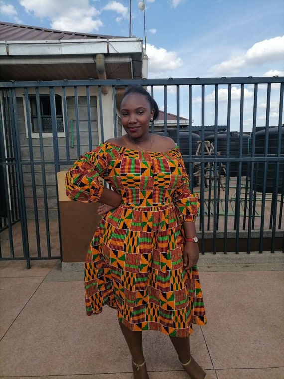 Kente Dress / African Kente Fabric / Kente Plus Size Dress / Free Size  Kente Clothing / One Size Fits All Dress / Kente Ankara Clothing 