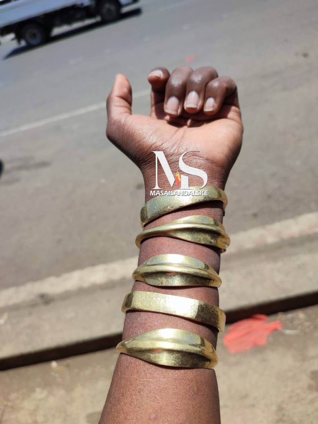Handcrafted African Brass Gold Bracelet Bangle