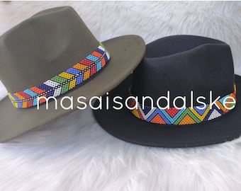 Unisex Fedora Hat with Colorful Beaded Band