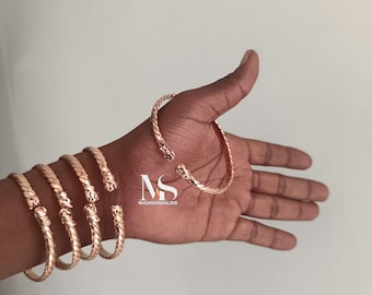 African Tribal Brass Bangle, Copper Cuff Bracelet, Unisex Jewelry