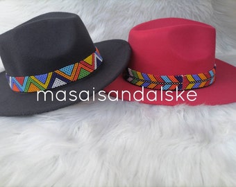 Beaded Fedora Hat: Unisex Fashion, Colorful Rim