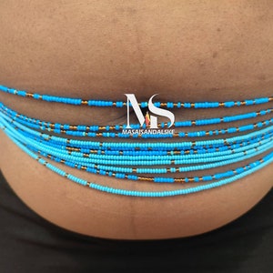 5 blue and gold  Waist Beads clasps Waist Beads, Stomach Beads, Waist Beads, Africa Waist Beads , Waist Beads, Plus Size Waist Beads clasps