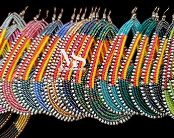 African Maasai Beaded Earrings: Colorful Zulu Jewelry