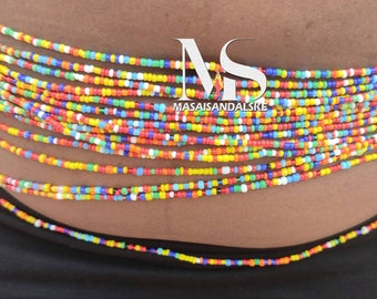 Multicolor Beaded Waist Beads with Clasps, African Belly Chain
