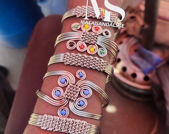 Unisex African Silver Bracelet, Beaded Tribal Jewelry