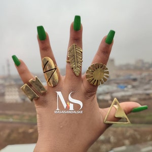 5 Brass rings , Wholesale brass rings , statement rings , adjustable brass rings , boho brass rings , African brass rings , big brass rings
