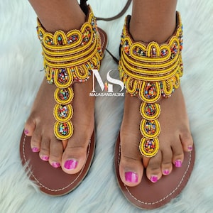 Sandálias de contas africanas, sandálias de couro, sandálias maasai, sandálias personalizadas, sandálias femininas, sandálias de verão, sandálias coloridas, presente para ele