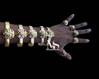 Unisex African Lion Brass Bracelet and Ring Set
