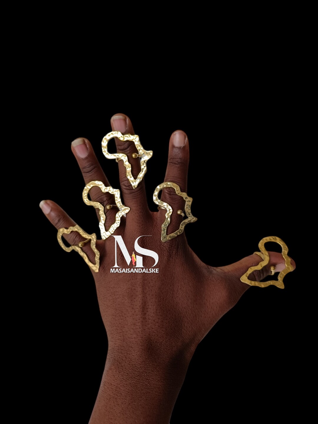 Adjustable African Continent Brass Ring, Boho Star Ring Set - Etsy