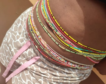 Clasped Waist Beads: African Stomach Beads, Plus Size Available