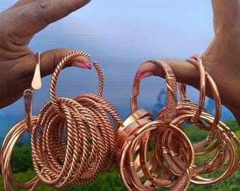 African Copper Bracelets, Adjustable Unisex Bangles