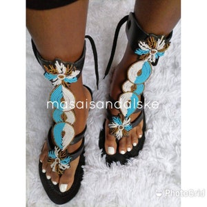 Maasai gladiator sandals , African sandals , Leather sandals , Beaded sandals , Summer sandals , women sandals , Gift for her , Kenyan shoes