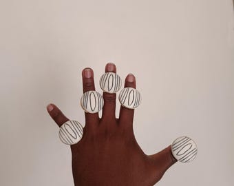 Adjustable Brass Rings, African Statement Jewelry, Set of 5