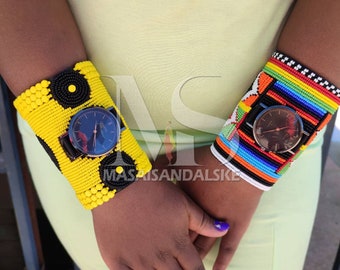 Wrist watch beaded bracelets African bracelets , African bracelets for women , Bangle bracelet for women , gift for her , Beaded bracelets.