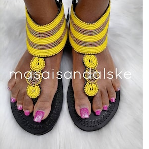 Yellow sandals , Maasai Sandals , African gladiator sandals , outdoor sandals , gift for her , leather sandals , women summer sandals
