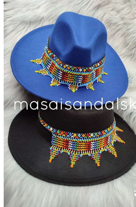 Beaded Fedora Hat: Unisex African Design - Etsy display picture 3