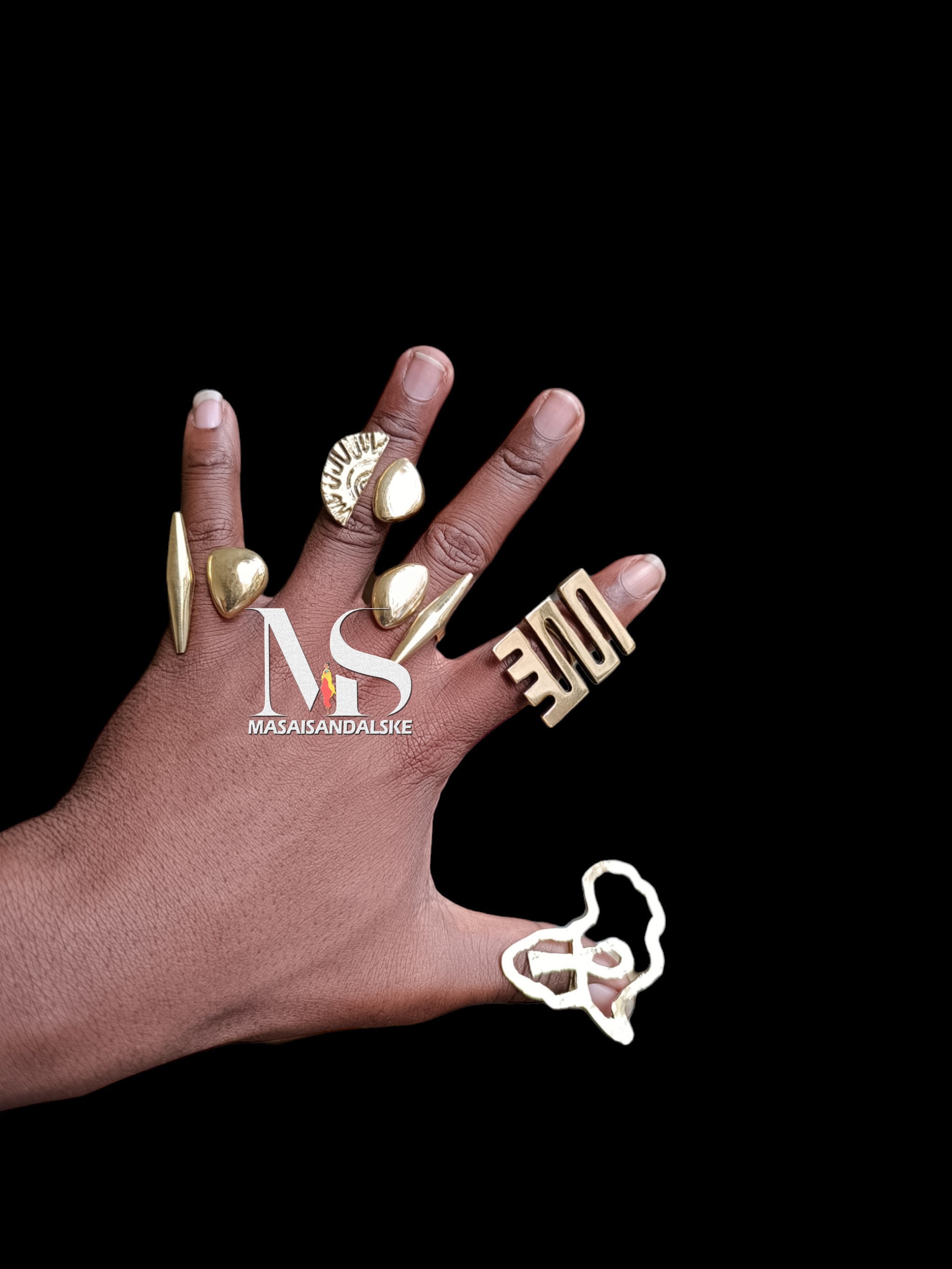 5 African Brass Rings , Wholesale Brass Rings , African Continent ...