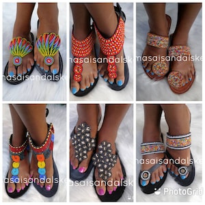 Sandálias por atacado, sandálias com contas africanas, 6 pares de sandálias, sandálias por atacado, sandálias gladiadoras por atacado