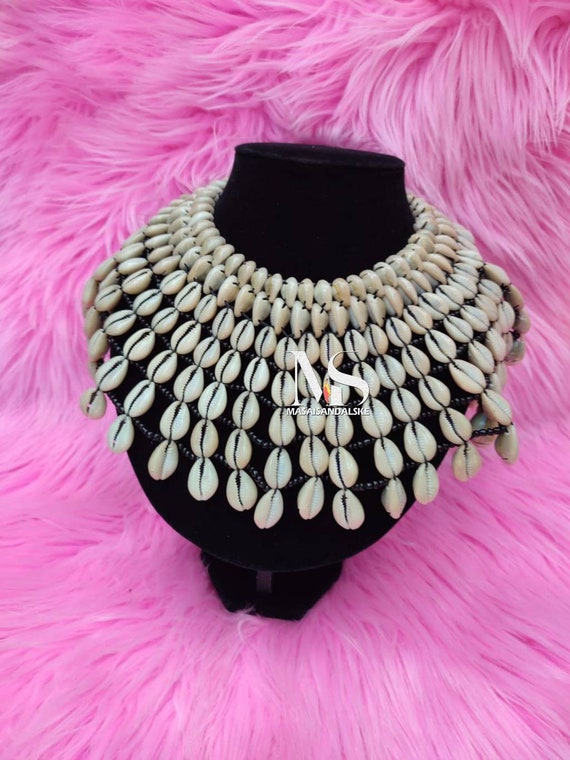 Cowrie shell bib necklace sale