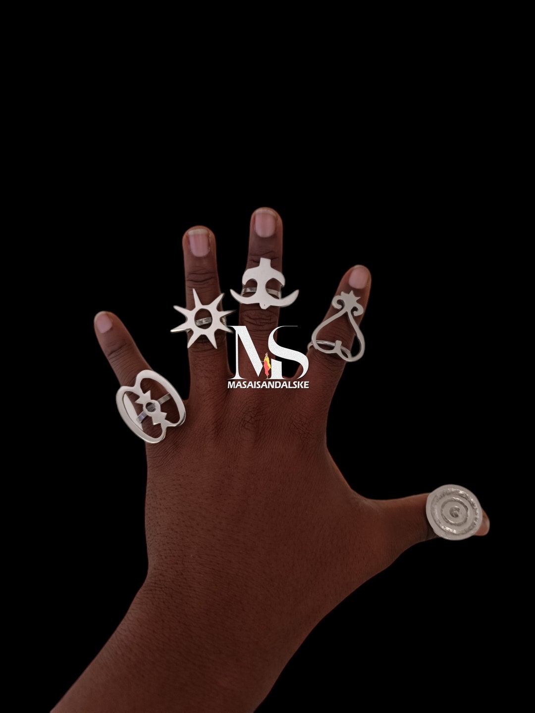 5 Adinkra Silver Rings, Adjustable Rings, African Rings, Adinkra Rings ...