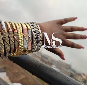 African Brass Unisex Bracelet: Adjustable Copper Jewelry