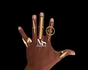 Adjustable Brass Rings Set, African Jewelry, Statement Rings