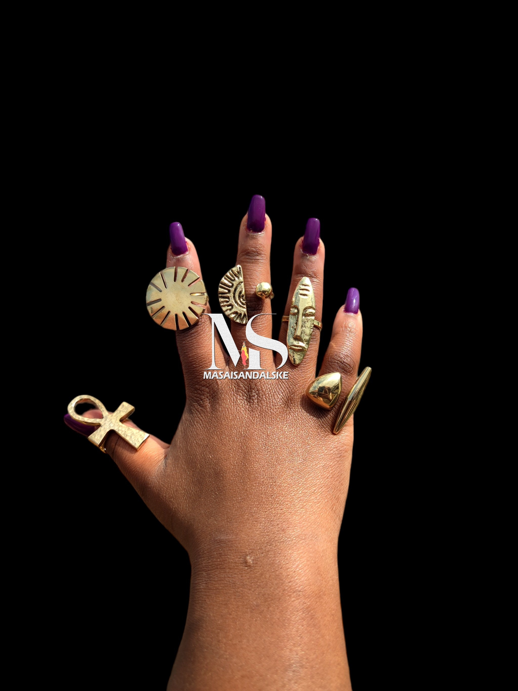 5 African Brass Rings , Wholesale Brass Rings , African Continent ...