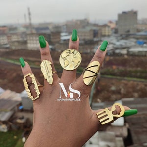 5 Brass rings , Wholesale brass rings , statement rings , adjustable brass rings , boho brass rings , African brass rings , big brass rings