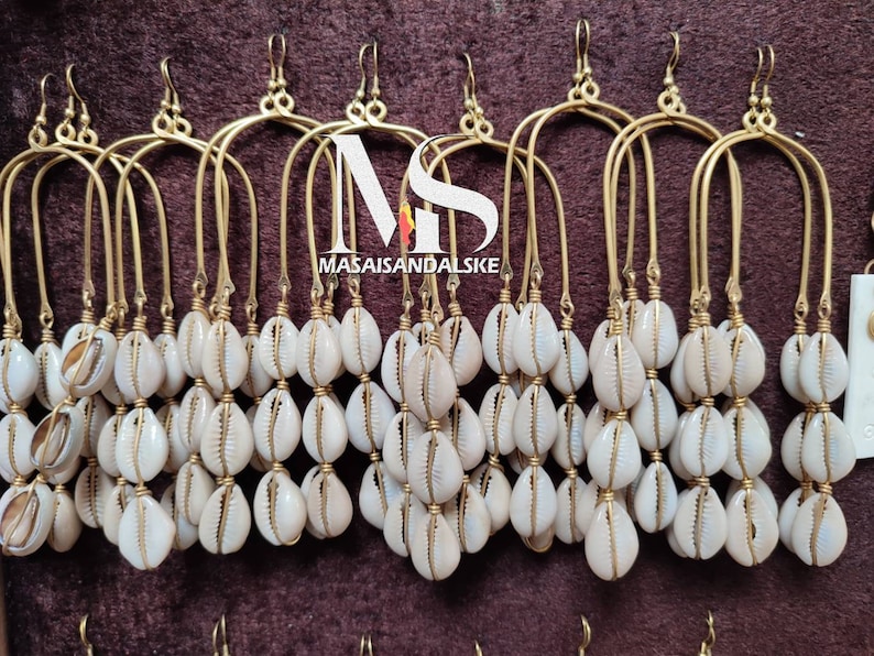 10wholesale Brass Earrings Brass and Bone Earrings Cowrie Etsy