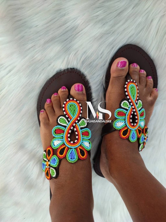 Custom sandals Maasai sandals African beaded sandals leather sandals summer sandals Christmas gift for her elegant sandals