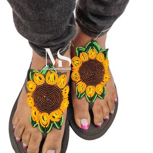 Handmade Leather Beaded Sandals: Maasai African Bohemian Sandals