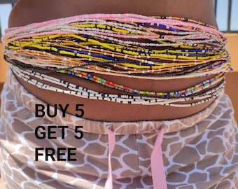 Clasp Waist Beads, Buy 5 Get 5 Free, African Stomach Beads