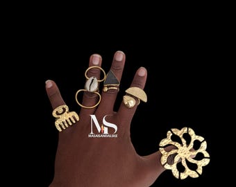 Adjustable Brass Rings, African Statement Jewelry, Bulk Rings