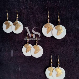 African continent earrings , Brass earrings , African continent brass earrings , brass and horn earrings , wholesale earrings , brass jewelr
