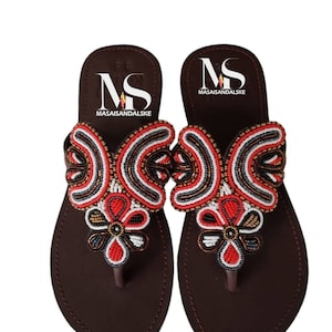 Maasai Sandals , African beaded sandals , Flip flops sandals , leather sandals , Kenyan sandals , multicolor sandals , gift for her