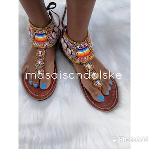 Cowry shell sandals , Maasai Sandals , Gladiator sandals , Women sandals , Colorful sandals , mother&#39;s day gift , leather sandals