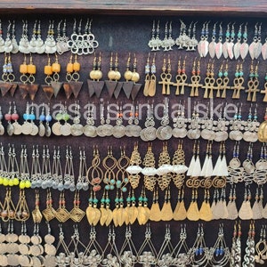 Assorted brass and silver earrings , statement brass earrings , brass jewelry , women earrings , wholesale Brass earrings , maasai earrings
