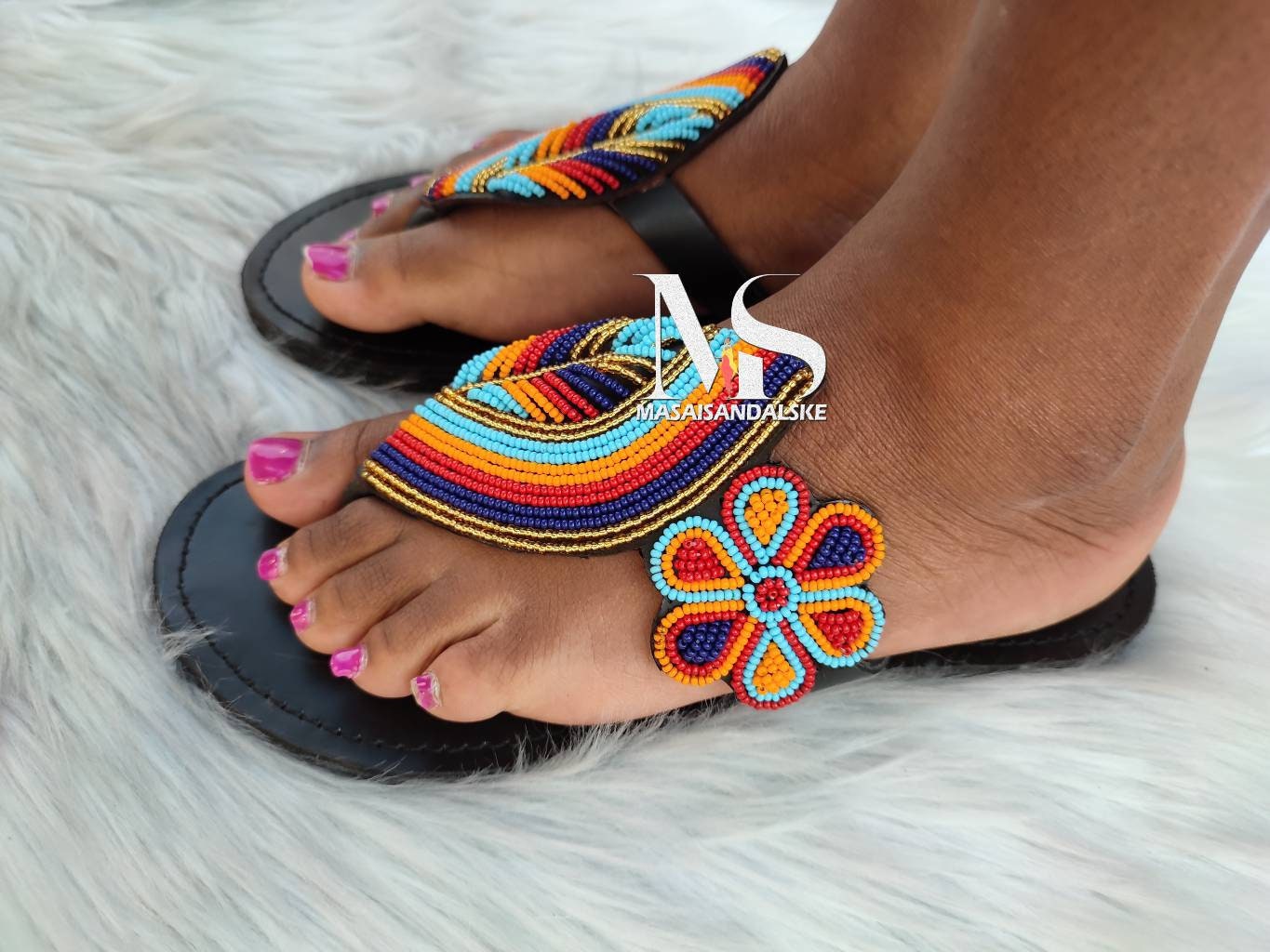 Beaded store flip flops