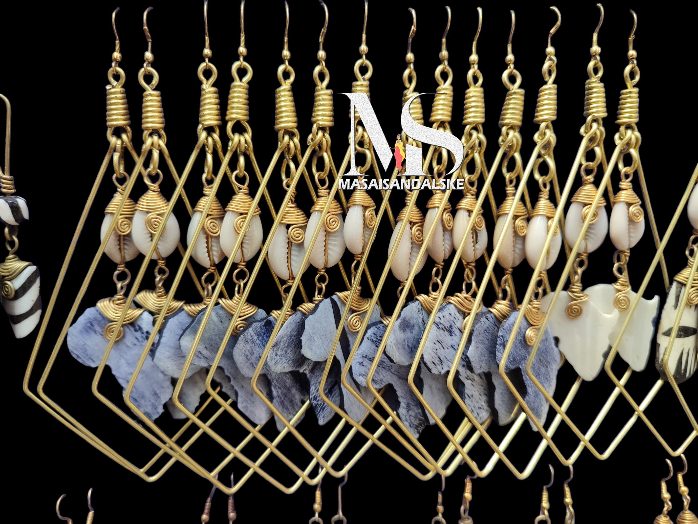 10Wholesale brass earrings brass and bone earrings cowrie earrings cowrie shell earrings wholesale women jewelry african brass earring